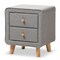 Baxton Studio Jonesy Mid-Century Grey Upholstered 2-Drawer Nightstand 135-7288 - alternate 1